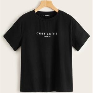 SHEIN Unity Paris Graphic Short Sleeve Tee Black Size XSmall